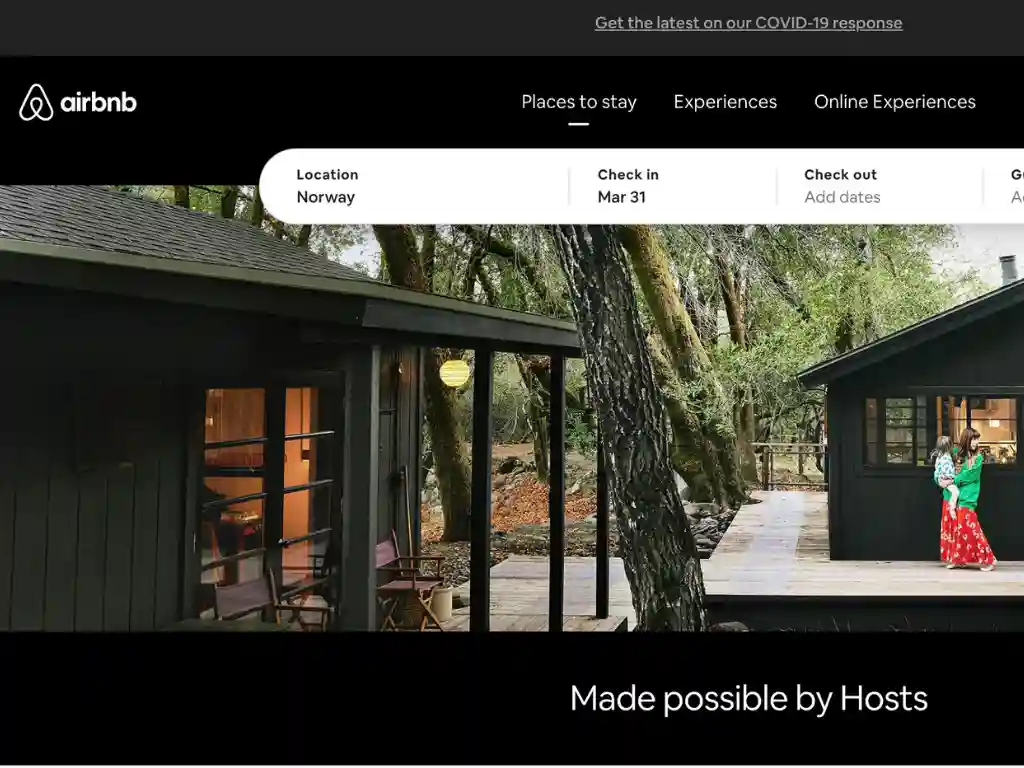 Airbnb website, used to book your private accommodations and apartments during your trips and travels abroad.