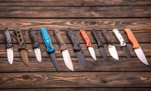 Side by side comparison of different types of outdoor, everyday carry and survival knives.