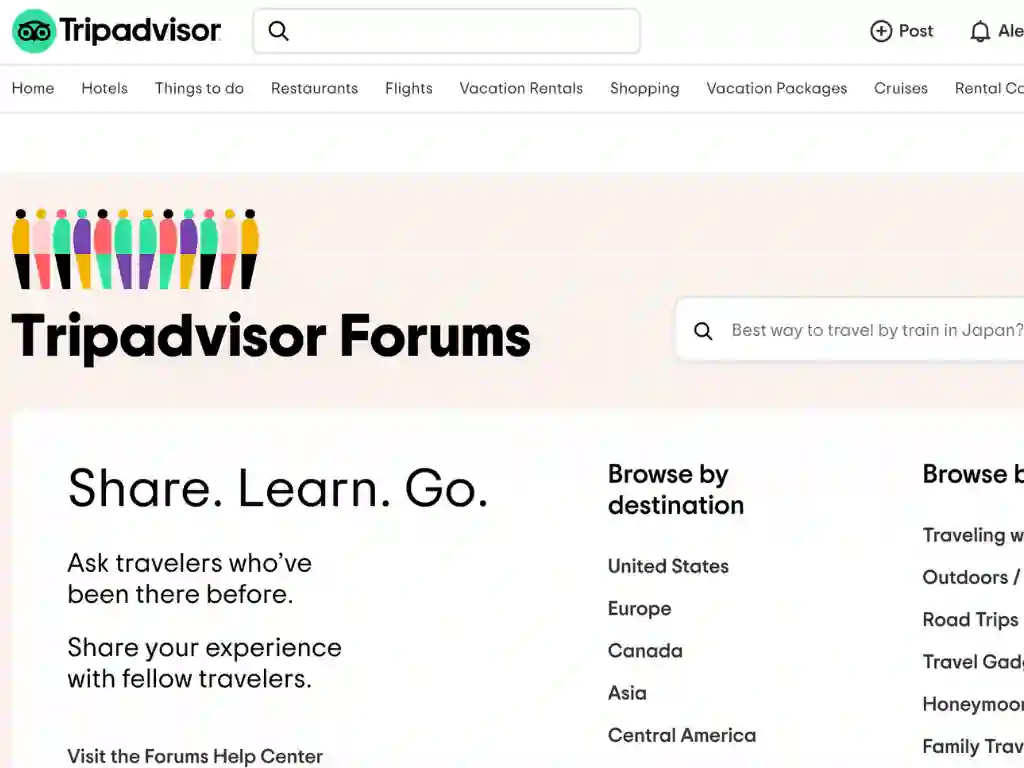 Tripadvisor Forum, used to book research your travel destinations and plan your vacations abroad.