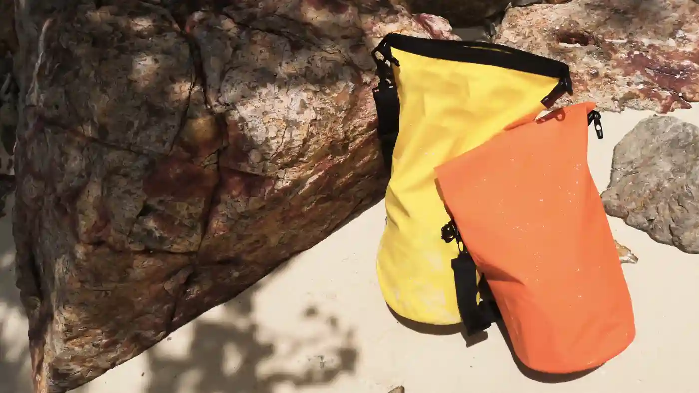 Waterproof dry bags, perfect to travel with and keep your belongings safe from getting wet.