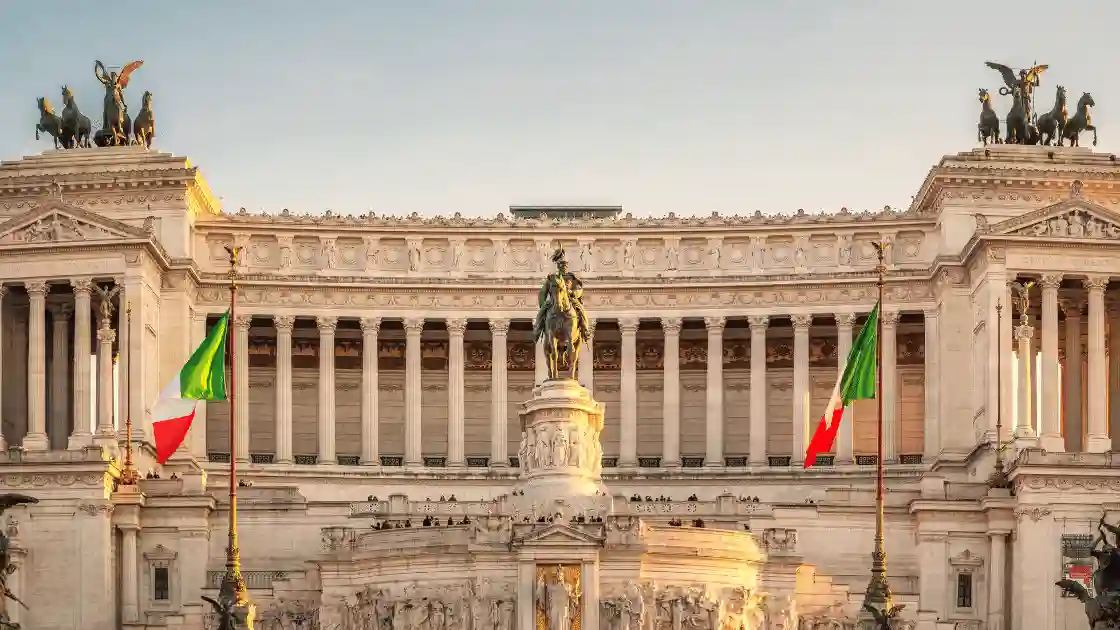 Venezia square and il Vittoriano in the city of Rome, Italy.