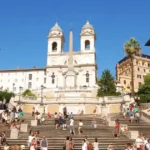 The Spanish Steps and Trinita dei Monti in the city of Rome, Italy.