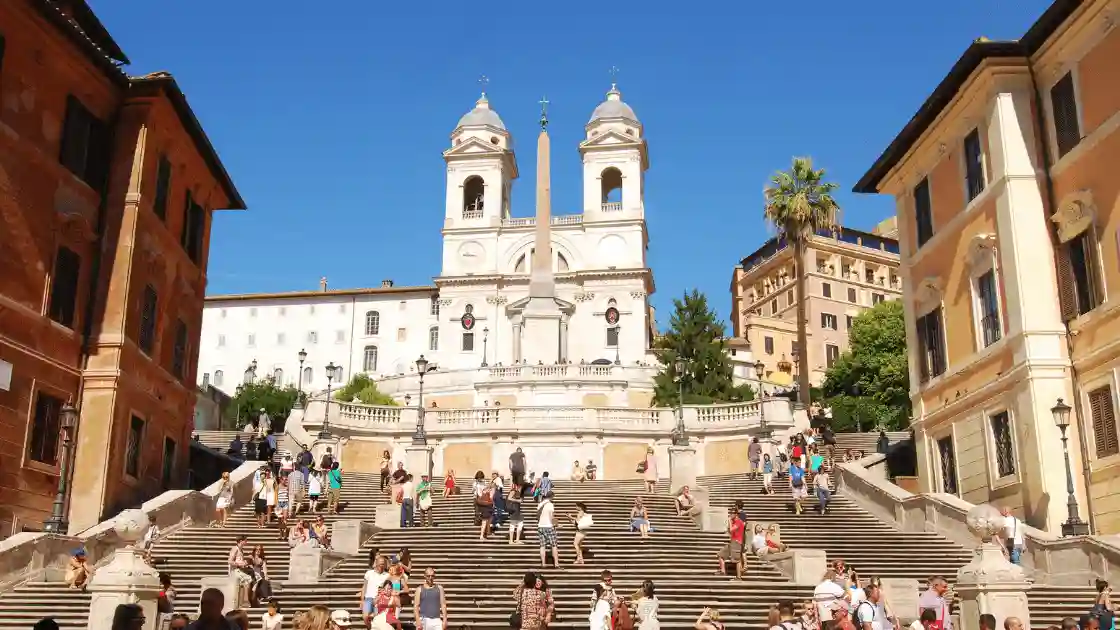 The Spanish Steps and Trinita dei Monti in the city of Rome, Italy.