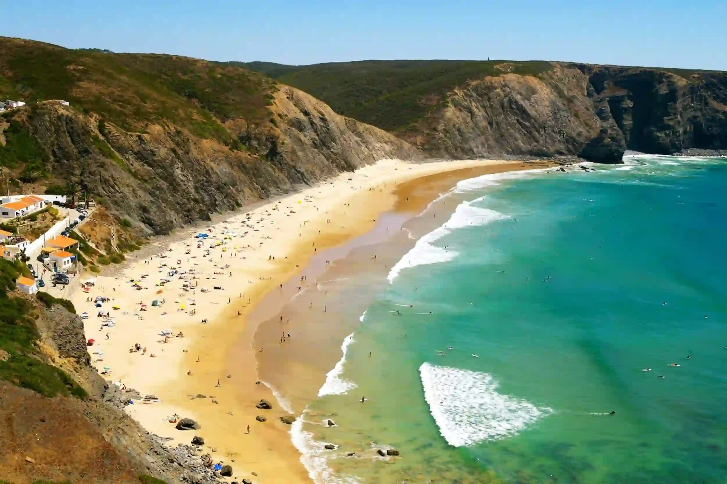 Arrifana beach, also known as praia da Arrifana in Portuguese, considered to be one of the best surf beaches in Portugal.