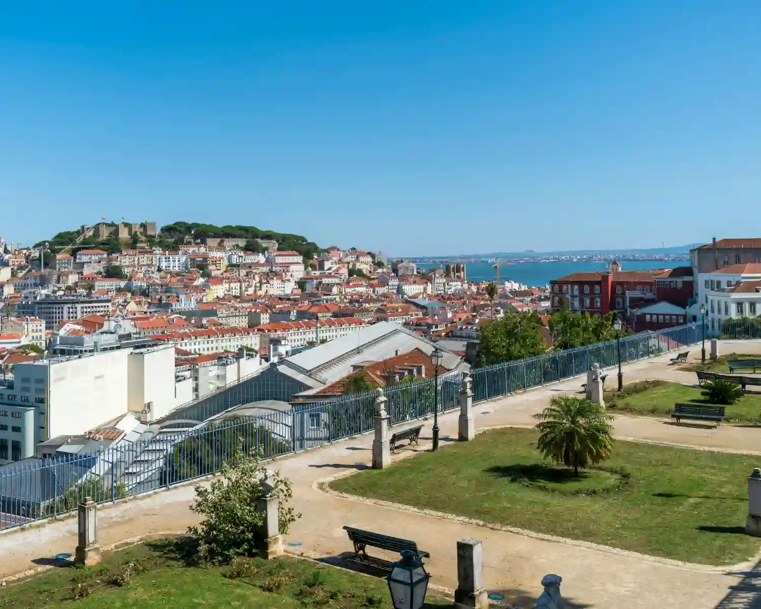 View of Lisbon, Portugal, from the São Pedro de Alcântara viewpoint.