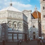The Baptistery of Saint John, the Santa Maria del Fiore Cathedral and Giotto's Bell Tower in Florence, Italy.