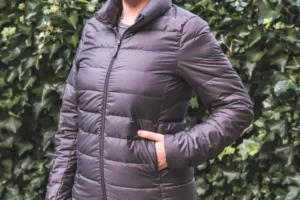 Ana from The Wildest Road wearing the Uniqlo Ultra Light Down jacket.