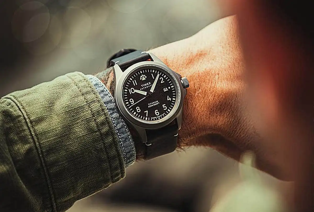 Timex North Expedition Titanium Automatic analog watch, perfect for travellers.