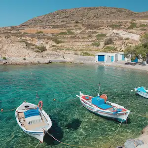 Crystal clear waters in the island of Kimolos in Greece.