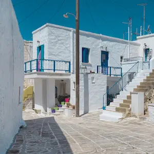 Traditional white houses in the island of Kimolos in Greece.