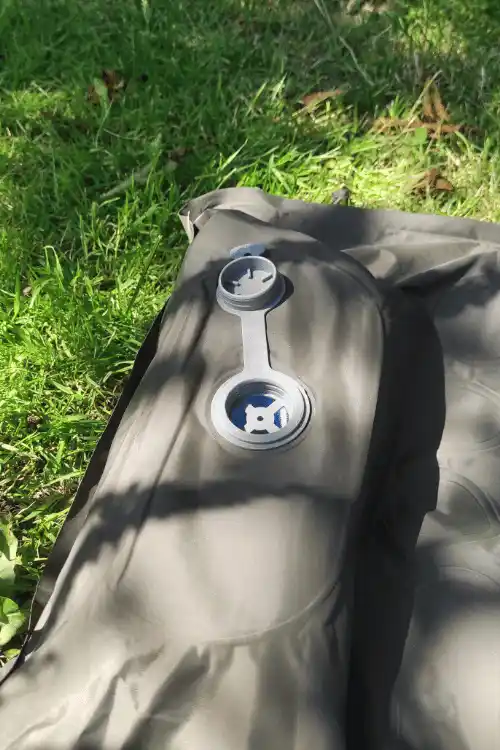 Foot pump used to inflate the Elegear sleeping pad.