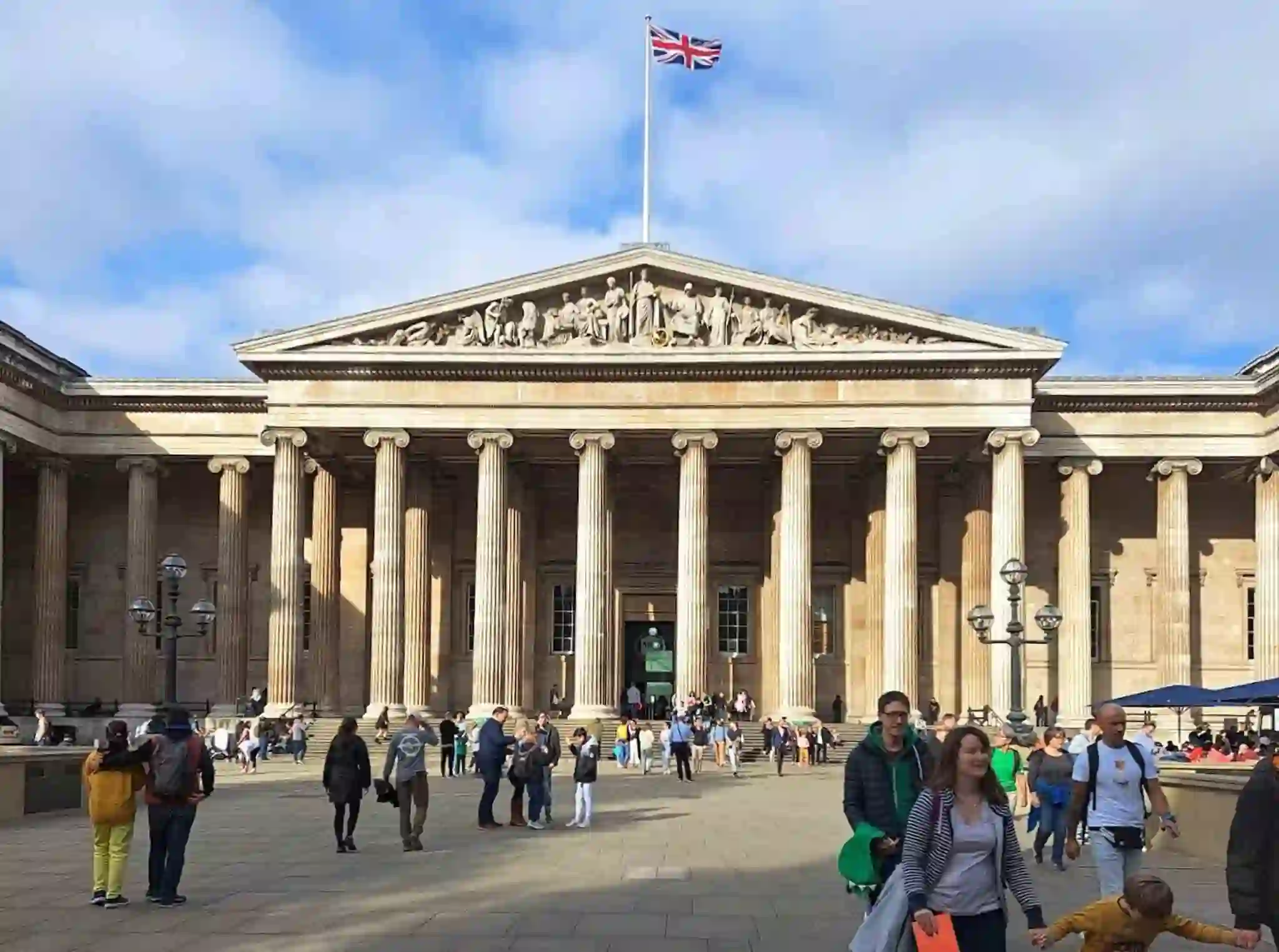 The exterior of the British Museum in London, UK.
