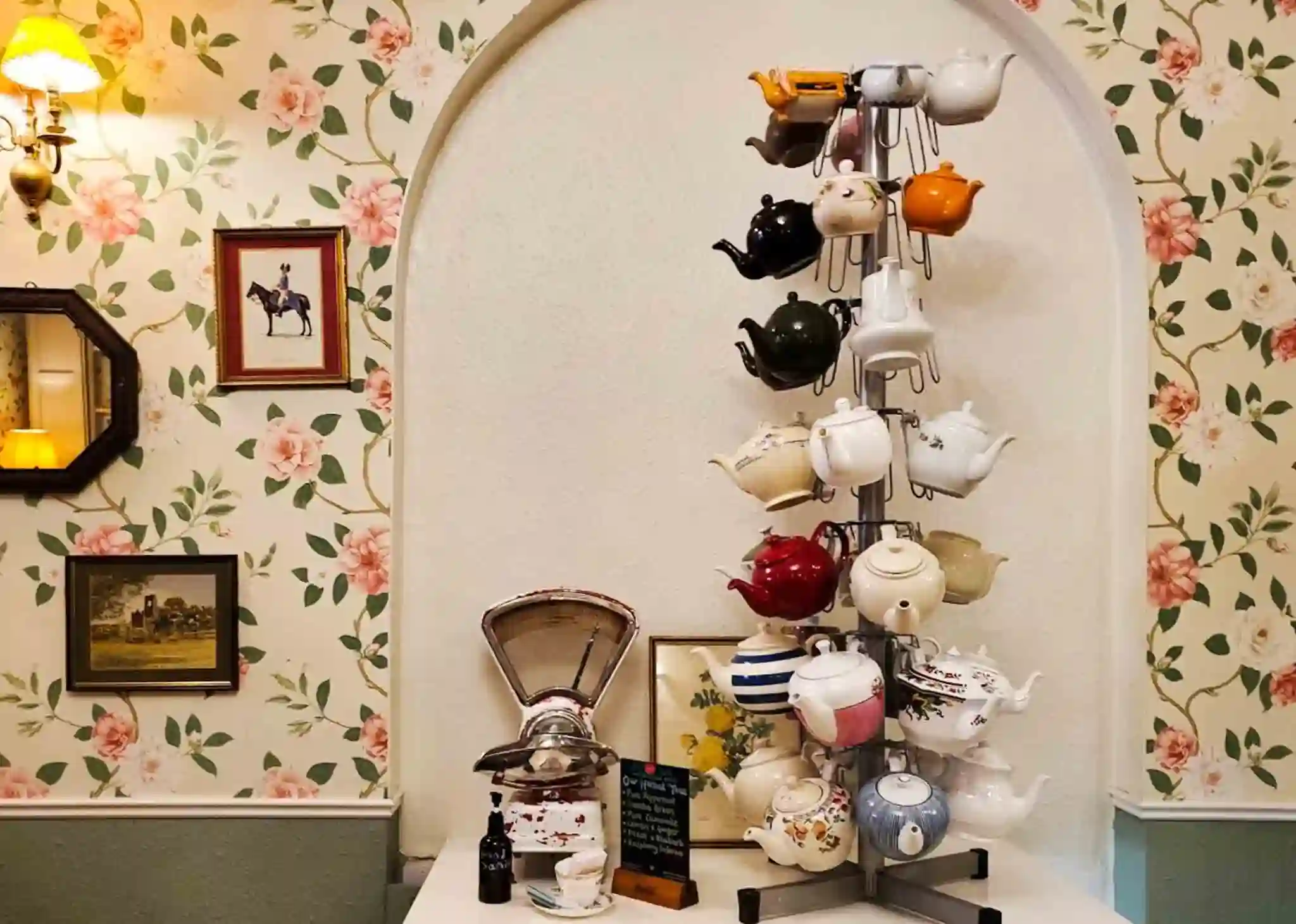 The interior of the English Rose Café and Tea Shop in London, UK.