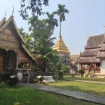 The grounds of a temple in the centre of Chiang Mai, Thailand.