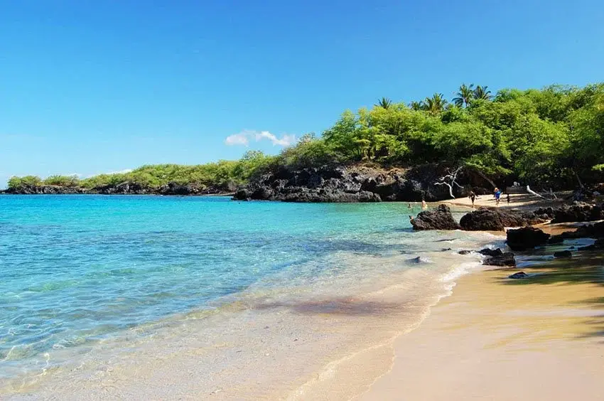 Waialea beach, one of the most beautiful white sand beaches on Hawaii.