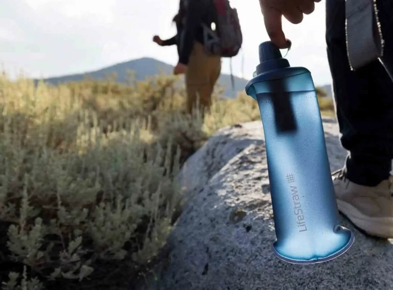 The Lifestraw Peak 1 litre collapsible water bottle.