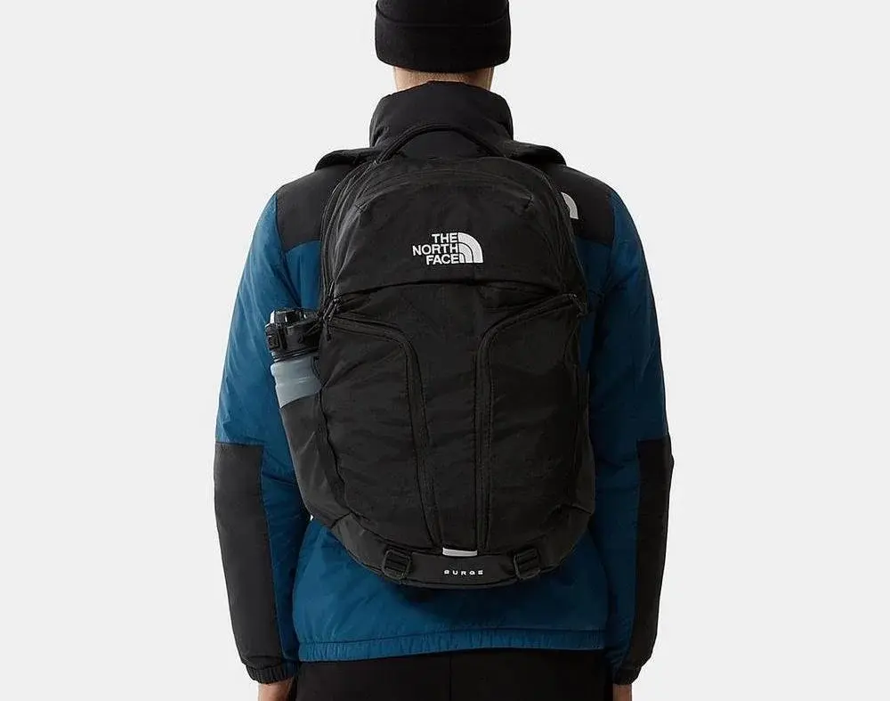 The North Face Surge backpack, one of the best carry-on backpacks for travel.