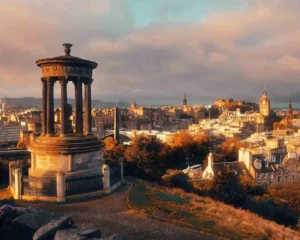 Edinburgh, one of our favourite fall destinations seen from the top of Calton Hill, Scotland.