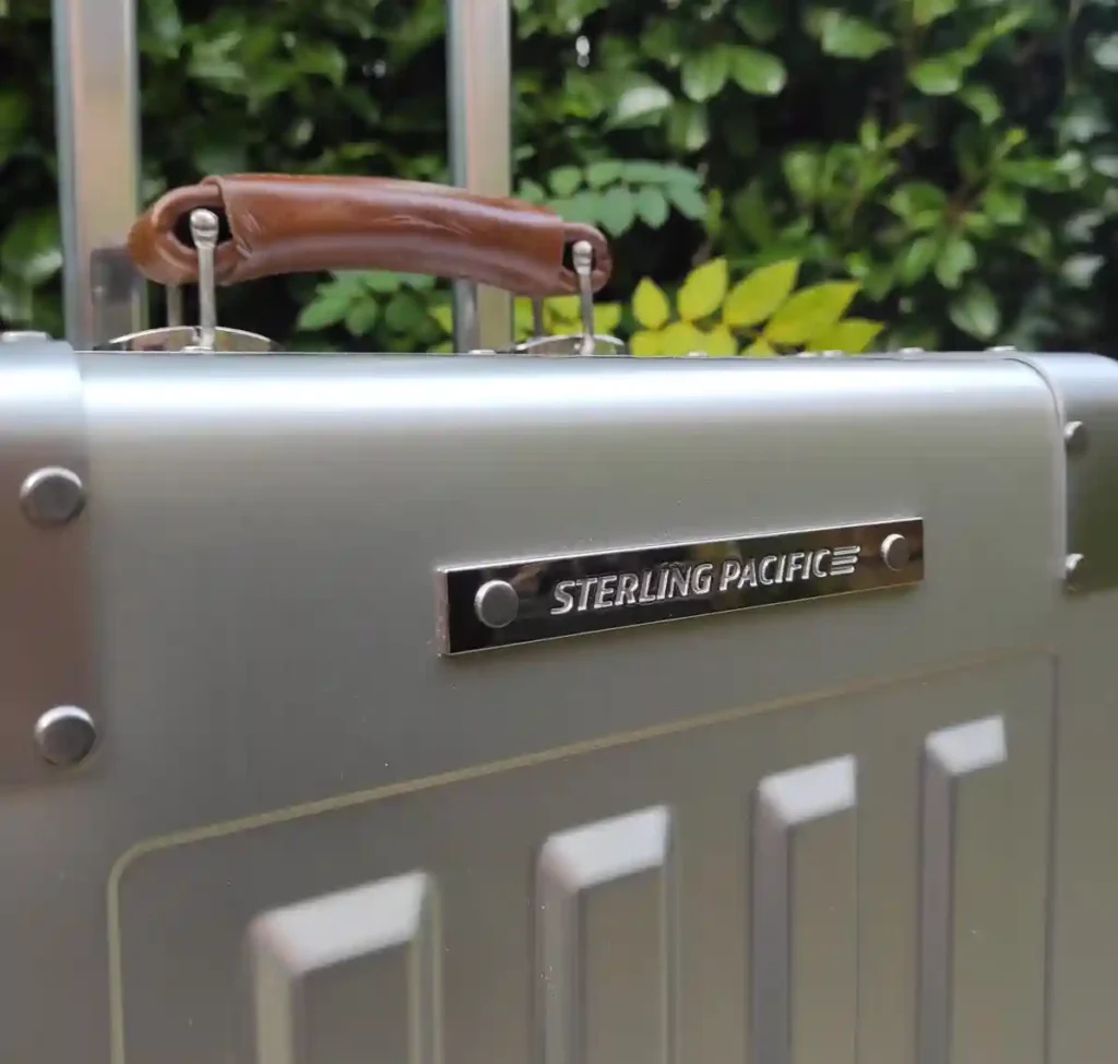 Sterling Pacific logo on the front of the suitcase.