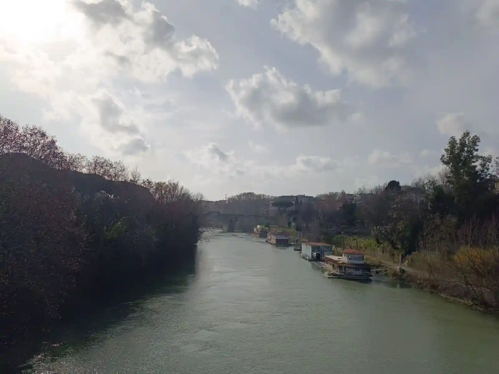 View of the Tiber river in Rome Italy