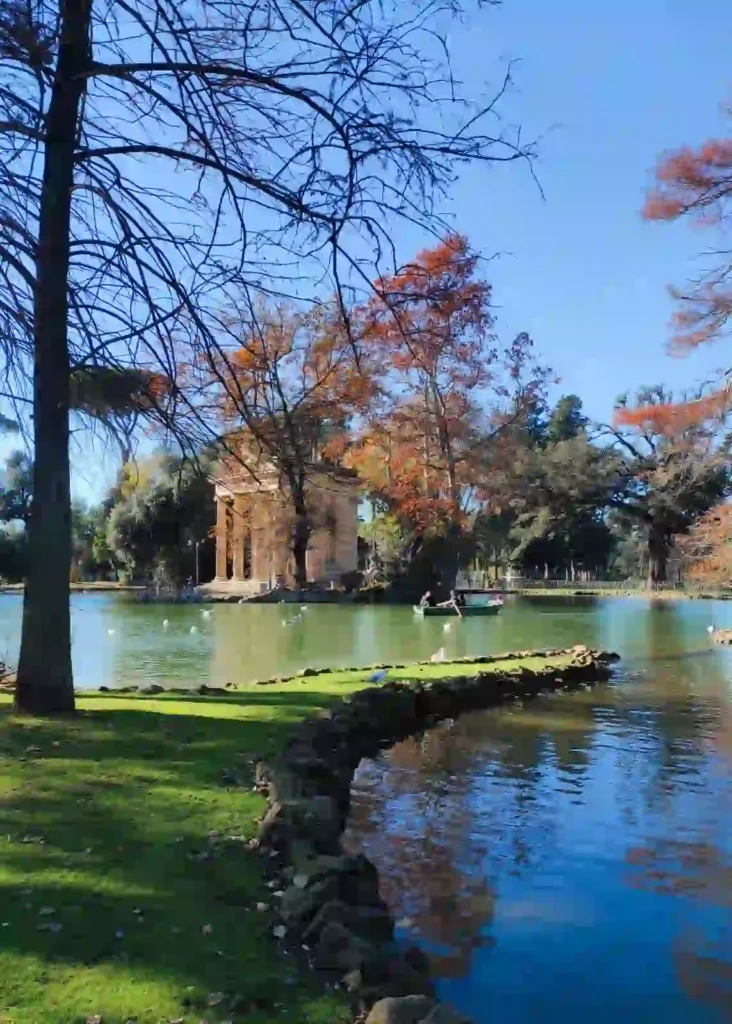 Villa Borghese lake and temple in Rome, Italy, where the Jubilee year is hosted in 2025.