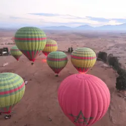 Hot air balloons preparing for take off near Marrakech, Morocco