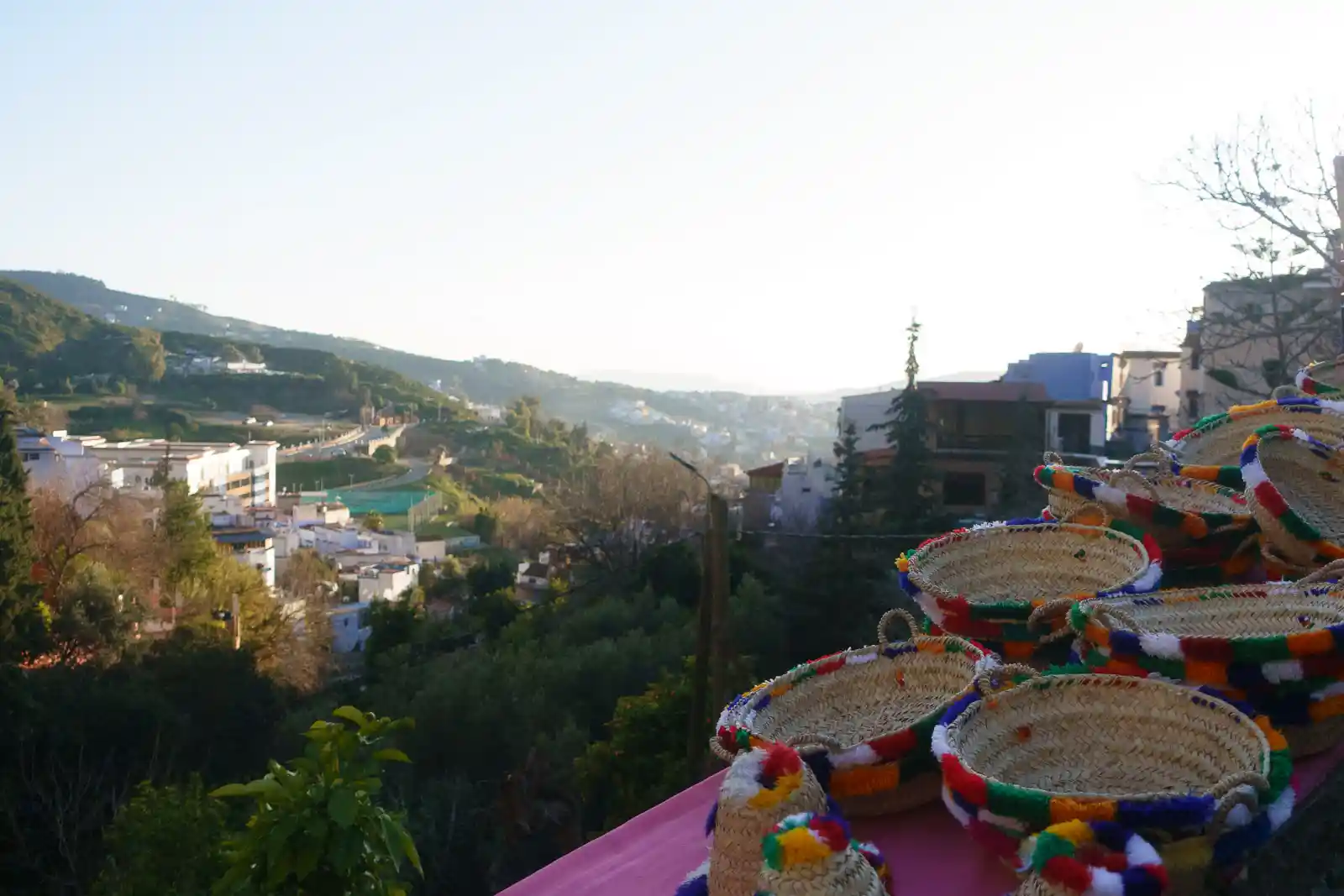 Mountain views of the blue city of Chefchaouen and surroundings, Morocco.