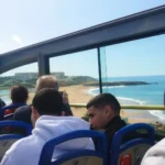 Hop on hop off tourist bus tour of Tangier, Morocco.