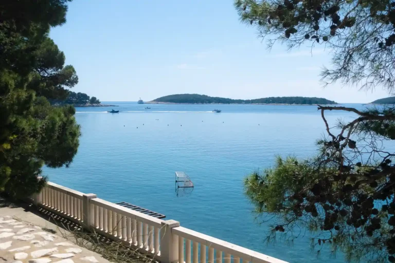 Beautiful waters and waterfront promenade in the island of Hvar in Croatia.